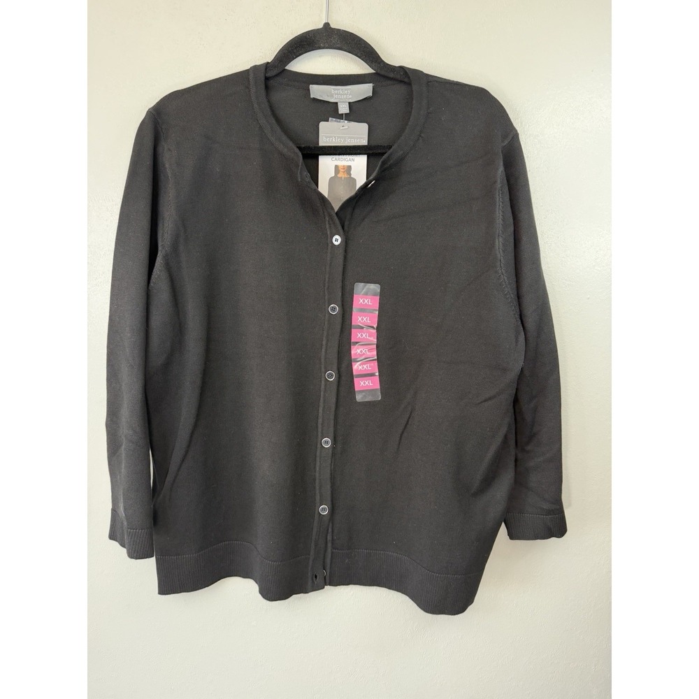 NWT Berkeley Jensen Black Button Up Cardigan‎ Size XXL